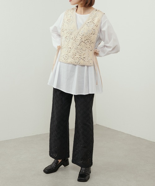 Lui's（ルイス）の「レースジレセットブラウス（シャツ/ブラウス・レディース・キナリ/イエロー/ブラック・FREE）」の5枚目の写真