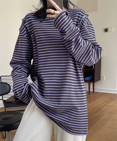 chuclla（チュクラ）の「2way オフショルダー ボーダートップス