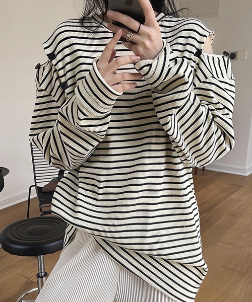 chuclla（チュクラ）の「2way オフショルダー ボーダートップス