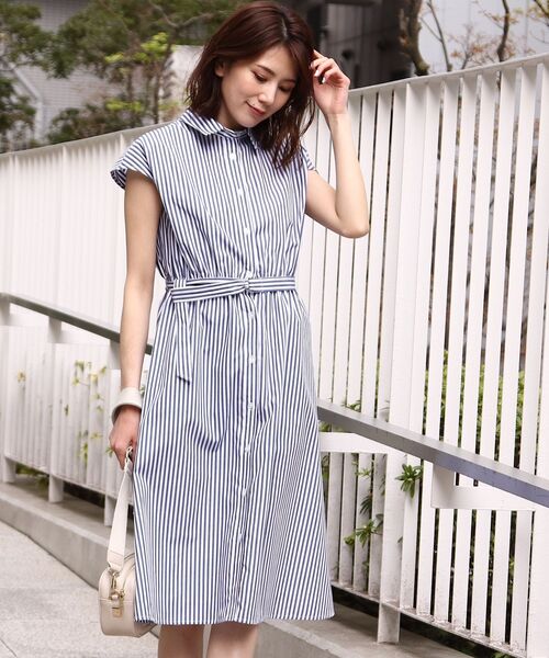 SOUP（スープ）の「◆TCブロードストライプシャツワンピース（ワンピース・レディース・ホワイト系5/ブルー系3・11/15 /13/09/07）」の2枚目の写真