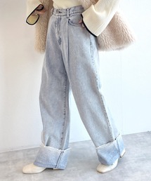 w closet | 【お気に入り数1.6万人突破】裾ロールUPデニムワイドパンツ(デニムパンツ)