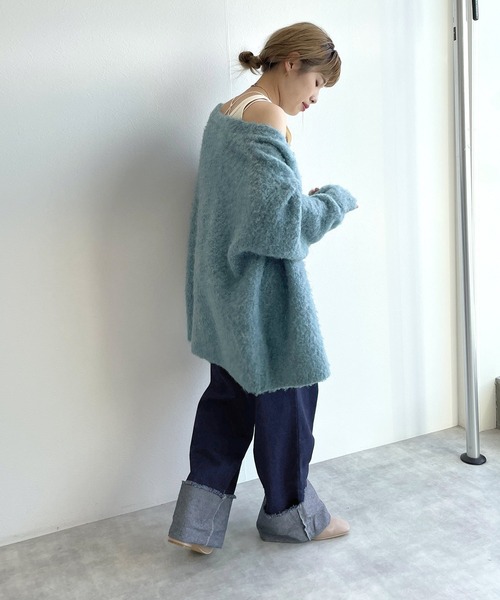 w closet（ダブルクローゼット）の「【お気に入り数1.6万人突破】裾ロールUPデニムワイドパンツ（デニムパンツ・レディース・ネイビー/ケミカルウォッシュ/キナリ/ピンク・FREE）」の21枚目の写真