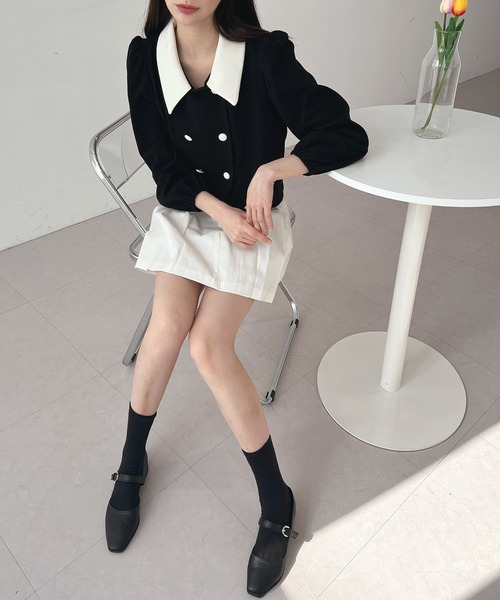 by muni:r（バイ ムニール）の「ローライズミニプリーツスカート（スカート・レディース・ホワイト/ブラック/ベージュ・SMALL/MEDIUM）」の4枚目の写真