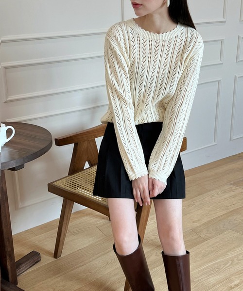 by muni:r（バイ ムニール）の「ローライズミニプリーツスカート（スカート・レディース・ホワイト/ブラック/ベージュ・SMALL/MEDIUM）」の22枚目の写真