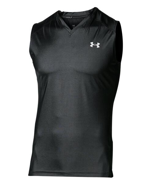 UNDER ARMOUR(アンダーアーマー)の「UAアイソチル フィッティド スリーブレス Vネックシャツ(ゴルフ/メンズ)(Tシャツ/カットソー・メンズ・ブラック/ホワイト・S/XXL/L/M/XL)」の6枚目の写真
