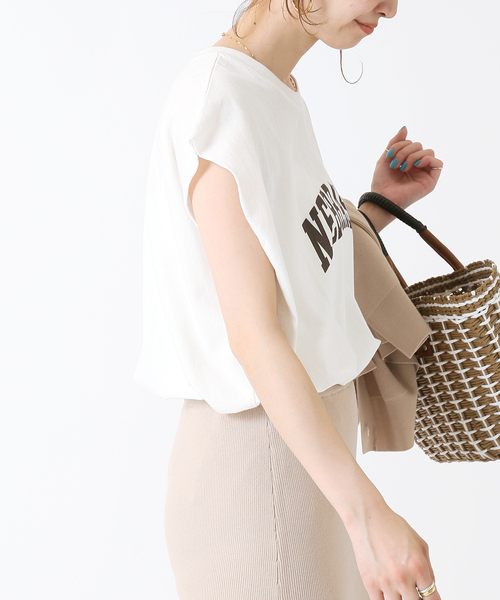 B.C STOCK（ベーセーストック）の「カレッジアーチロゴTシャツ（Tシャツ/カットソー・レディース・ベージュ/ブラック/ブルー系その他/ホワイト・FREE）」の13枚目の写真