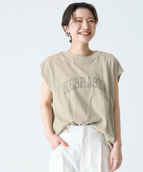B.C STOCK（ベーセーストック）の「カレッジアーチロゴTシャツ（Tシャツ/カットソー・レディース・ベージュ/ブラック/ブルー系その他/ホワイト・FREE）」の15枚目の写真