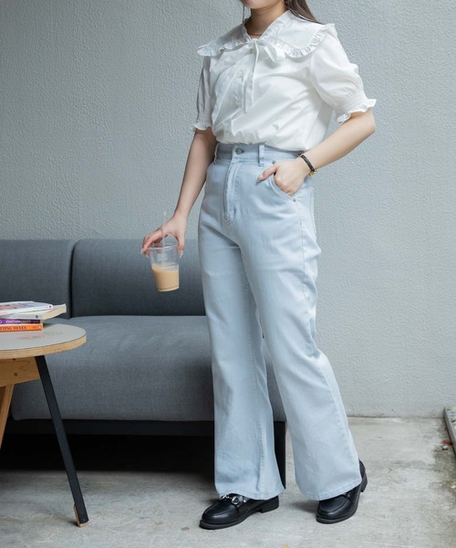 WEGO（ウィゴー）の「WEGO/フリル襟リボンタイブラウス（シャツ/ブラウス・レディース・ホワイト・FREE）」の2枚目の写真