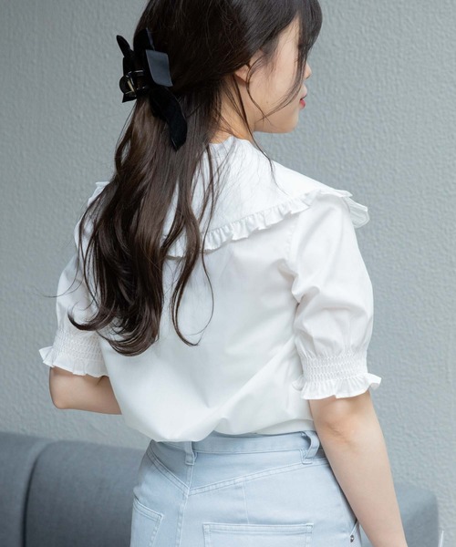 WEGO（ウィゴー）の「WEGO/フリル襟リボンタイブラウス（シャツ/ブラウス・レディース・ホワイト・FREE）」の4枚目の写真