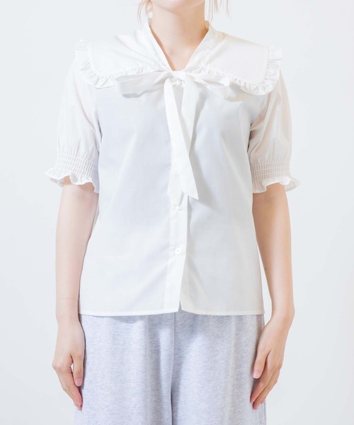WEGO（ウィゴー）の「WEGO/フリル襟リボンタイブラウス（シャツ/ブラウス・レディース・ホワイト・FREE）」の10枚目の写真