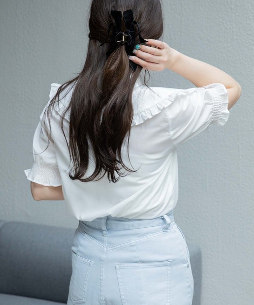 WEGO（ウィゴー）の「WEGO/フリル襟リボンタイブラウス（シャツ/ブラウス・レディース・ホワイト・FREE）」の5枚目の写真