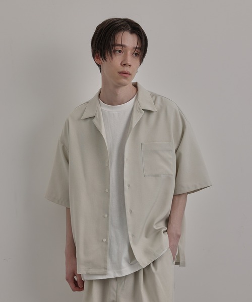 JUNRED（ジュンレッド）の「リネンライクオープンカラードレープシャツ（シャツ/ブラウス・メンズ・チャコールグレー/グリーン/キナリ・S/M/L）」の8枚目の写真