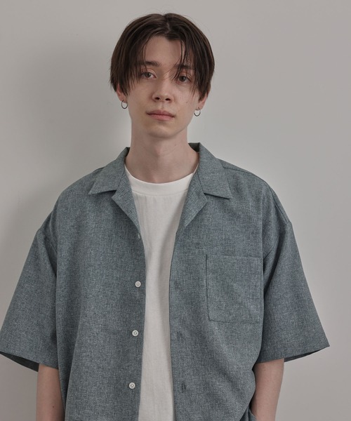 JUNRED（ジュンレッド）の「リネンライクオープンカラードレープシャツ（シャツ/ブラウス・メンズ・チャコールグレー/グリーン/キナリ・S/M/L）」の10枚目の写真