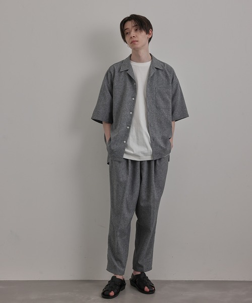 JUNRED（ジュンレッド）の「リネンライクオープンカラードレープシャツ（シャツ/ブラウス・メンズ・チャコールグレー/グリーン/キナリ・S/M/L）」の13枚目の写真