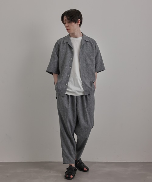 JUNRED（ジュンレッド）の「リネンライクオープンカラードレープシャツ（シャツ/ブラウス・メンズ・チャコールグレー/グリーン/キナリ・S/M/L）」の14枚目の写真