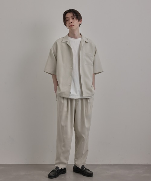 JUNRED（ジュンレッド）の「リネンライクオープンカラードレープシャツ（シャツ/ブラウス・メンズ・チャコールグレー/グリーン/キナリ・S/M/L）」の15枚目の写真