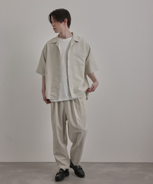 JUNRED（ジュンレッド）の「リネンライクオープンカラードレープシャツ（シャツ/ブラウス・メンズ・チャコールグレー/グリーン/キナリ・S/M/L）」の16枚目の写真