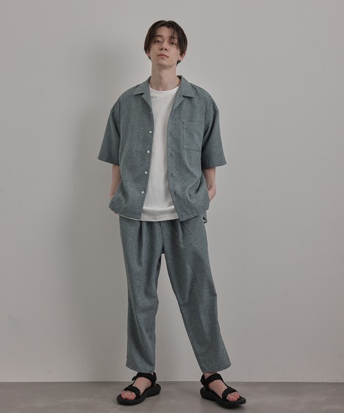 JUNRED（ジュンレッド）の「リネンライクオープンカラードレープシャツ（シャツ/ブラウス・メンズ・チャコールグレー/グリーン/キナリ・S/M/L）」の17枚目の写真