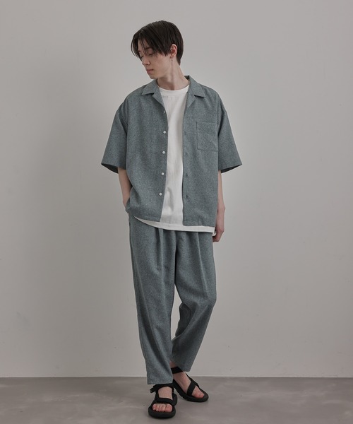 JUNRED（ジュンレッド）の「リネンライクオープンカラードレープシャツ（シャツ/ブラウス・メンズ・チャコールグレー/グリーン/キナリ・S/M/L）」の18枚目の写真