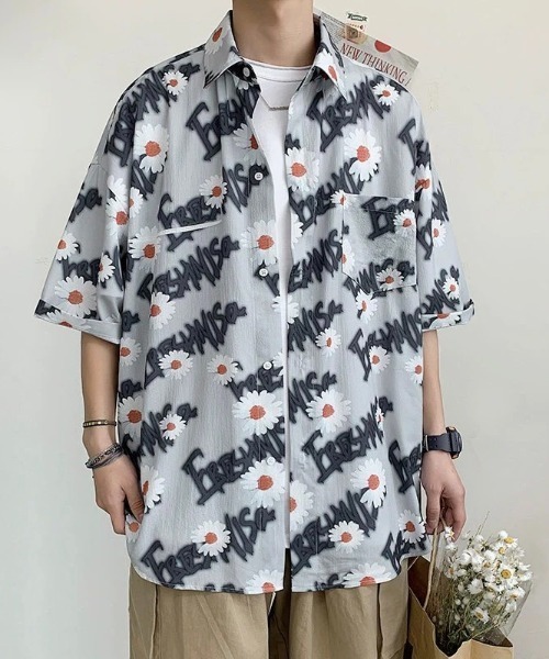 『ARULE/アルール』花柄文字プリントシャツ【Y】【CN】（シャツ/ブラウス）｜ARULE（アリュール）
