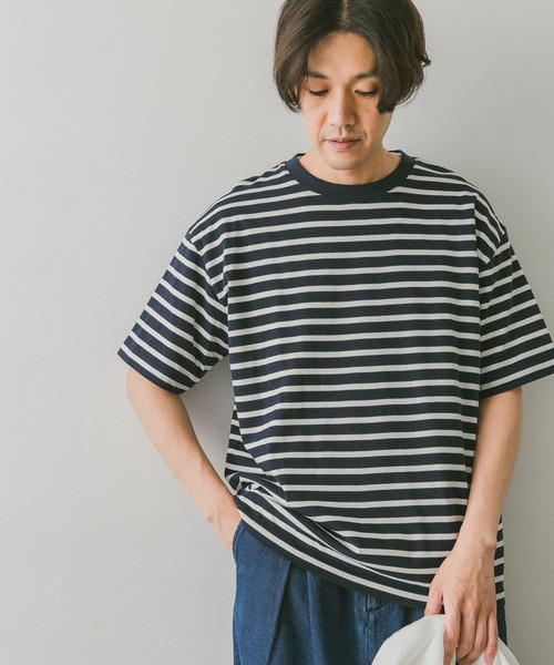 URBAN RESEARCH DOORS（アーバンリサーチドアーズ）の「クルーネックボーダーTシャツ（Tシャツ/カットソー・メンズ・ホワイト/ブルー系その他/イエロー/ネイビー・MEDIUM/LARGE）」の3枚目の写真