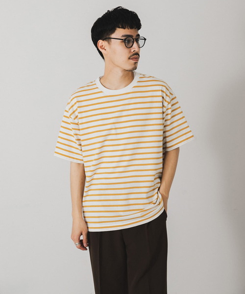 URBAN RESEARCH DOORS（アーバンリサーチドアーズ）の「クルーネックボーダーTシャツ（Tシャツ/カットソー・メンズ・ホワイト/ブルー系その他/イエロー/ネイビー・MEDIUM/LARGE）」の6枚目の写真