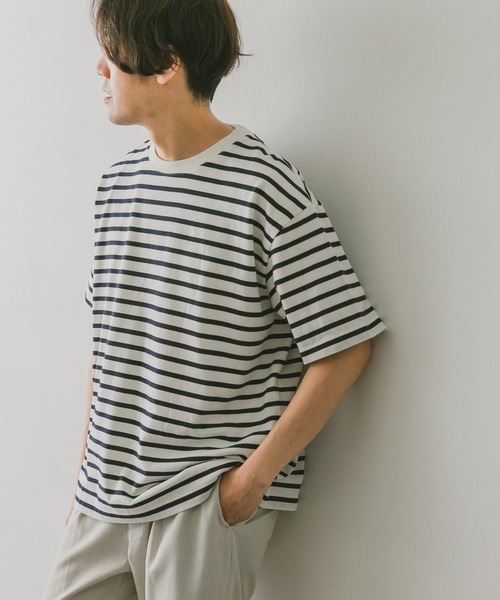 URBAN RESEARCH DOORS（アーバンリサーチドアーズ）の「クルーネックボーダーTシャツ（Tシャツ/カットソー・メンズ・ホワイト/ブルー系その他/イエロー/ネイビー・MEDIUM/LARGE）」の19枚目の写真