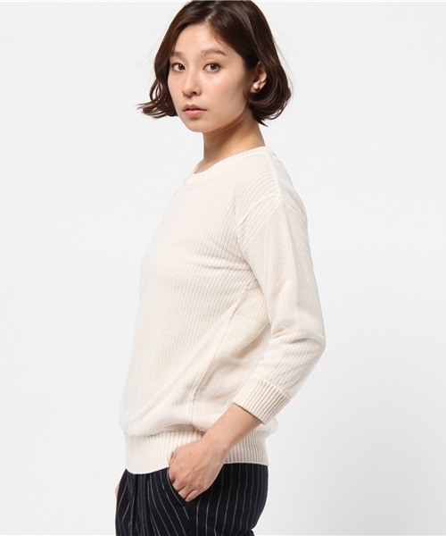 DISCOAT（ディスコート）の「【Discoat】チュール重ねプルオーバー（ニット/セーター・レディース・オフホワイト/グレー・ﾌﾘ-）」の4枚目の写真