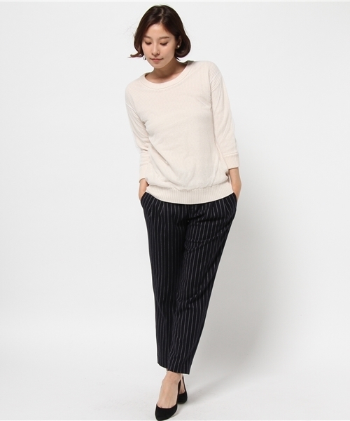 DISCOAT（ディスコート）の「【Discoat】チュール重ねプルオーバー（ニット/セーター・レディース・オフホワイト/グレー・ﾌﾘ-）」の6枚目の写真