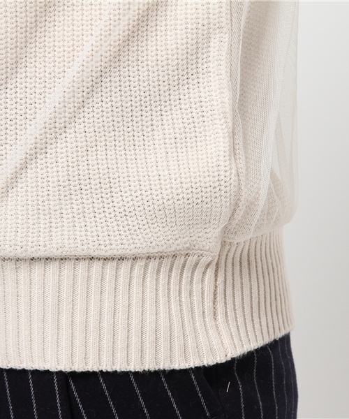 DISCOAT（ディスコート）の「【Discoat】チュール重ねプルオーバー（ニット/セーター・レディース・オフホワイト/グレー・ﾌﾘ-）」の9枚目の写真