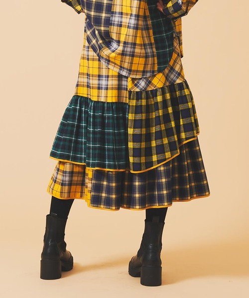 MILKFED.(ミルクフェド)の「PLAID PATCHWORK SKIRT(スカート・レディース・レッド/イエロー・ONE SIZE)」の5枚目の写真