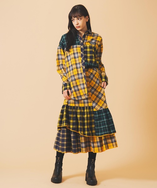 MILKFED.(ミルクフェド)の「PLAID PATCHWORK SKIRT(スカート・レディース・レッド/イエロー・ONE SIZE)」の6枚目の写真