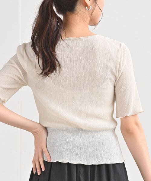 rps(アールピーエス)の「シアー楊柳5分袖プルオーバー(Tシャツ/カットソー・レディース・アイボリー/ブラック/グリーン/サックスブルー・M)」の10枚目の写真