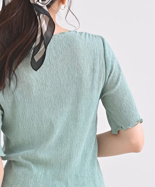 rps(アールピーエス)の「シアー楊柳5分袖プルオーバー(Tシャツ/カットソー・レディース・アイボリー/ブラック/グリーン/サックスブルー・M)」の22枚目の写真