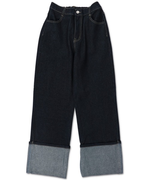 SPINNS(スピンズ)の「ロールアップ デニムストレートパンツ(デニムパンツ・レディース・インディゴブルー/ブルー・ONESIZE)」の10枚目の写真