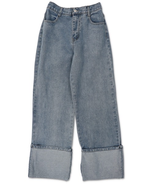 SPINNS(スピンズ)の「ロールアップ デニムストレートパンツ(デニムパンツ・レディース・インディゴブルー/ブルー・ONESIZE)」の11枚目の写真