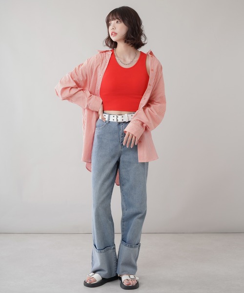 SPINNS(スピンズ)の「ロールアップ デニムストレートパンツ(デニムパンツ・レディース・インディゴブルー/ブルー・ONESIZE)」の21枚目の写真