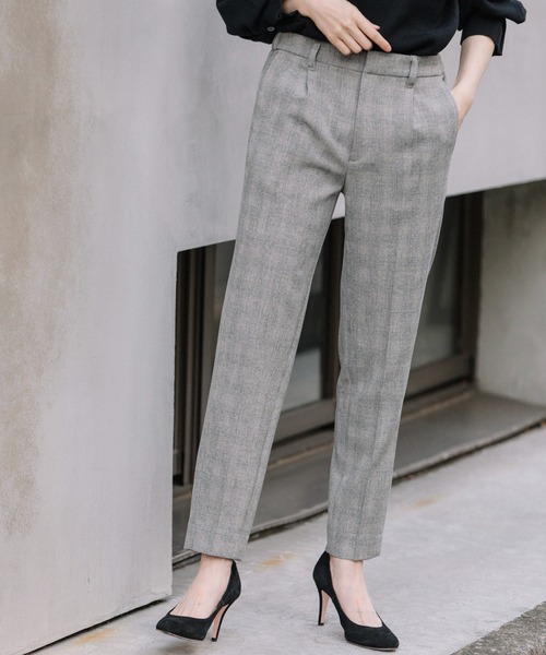 Munich（ミューニック）の「リラックスツイードストレッチチェックテーパードパンツ（スラックス・レディース・ブラック/グレー/ブラウン・XS/S/M）」の12枚目の写真