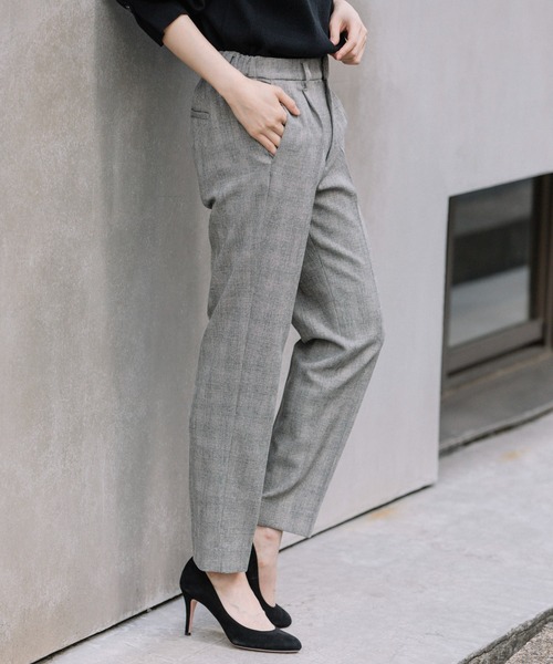 Munich（ミューニック）の「リラックスツイードストレッチチェックテーパードパンツ（スラックス・レディース・ブラック/グレー/ブラウン・XS/S/M）」の16枚目の写真