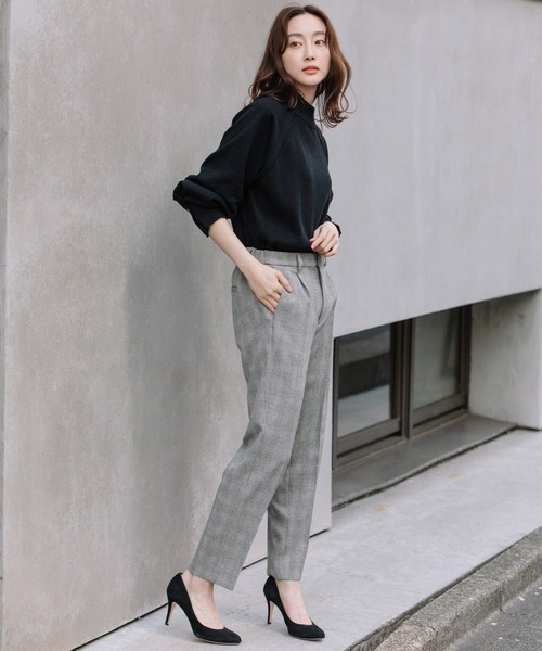 Munich（ミューニック）の「リラックスツイードストレッチチェックテーパードパンツ（スラックス・レディース・ブラック/グレー/ブラウン・XS/S/M）」の20枚目の写真