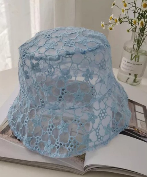 Auntie Rosa(アンティローザ)の「フラワーレースバケハ(ハット・レディース・ホワイト/ブラック/サックスブルー・FREE)」の3枚目の写真