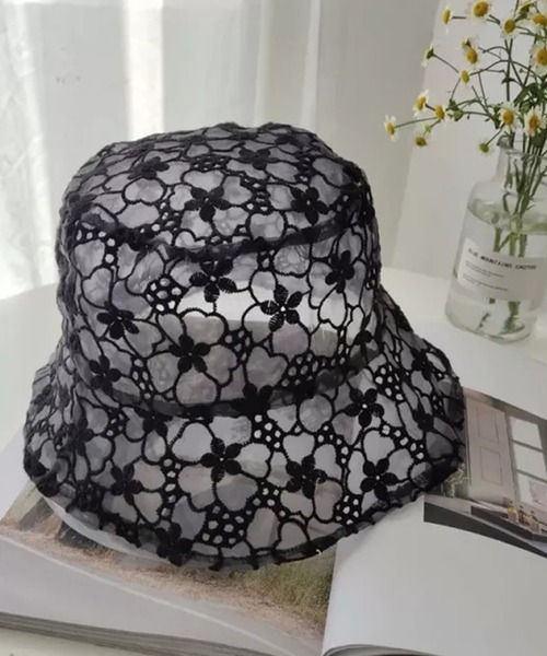 Auntie Rosa(アンティローザ)の「フラワーレースバケハ(ハット・レディース・ホワイト/ブラック/サックスブルー・FREE)」の6枚目の写真