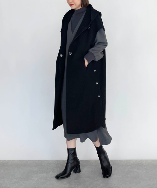 LUGIVA(ルギヴァ)の「ダンボールニットフード付きロングベスト(ベスト・レディース・ブラック・M)」の19枚目の写真