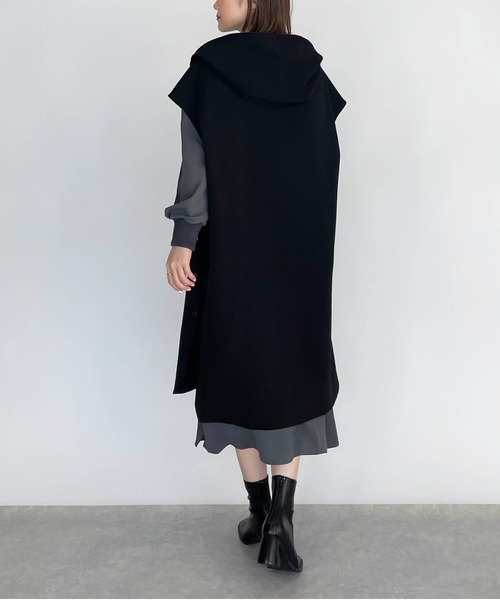 LUGIVA(ルギヴァ)の「ダンボールニットフード付きロングベスト(ベスト・レディース・ブラック・M)」の17枚目の写真