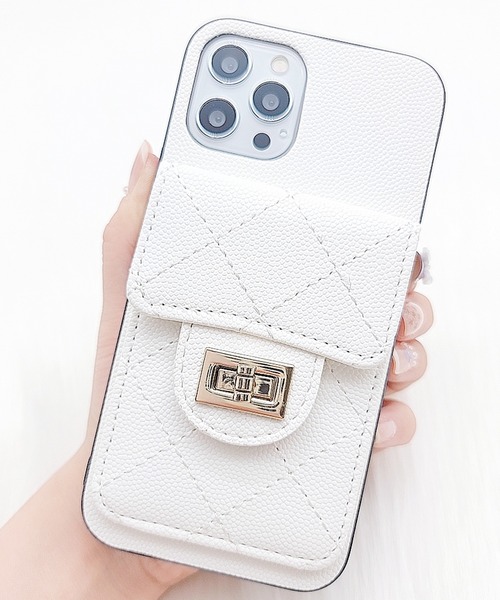 セール】チェーンストラップ カードホルダー付iPhoneケース カバー