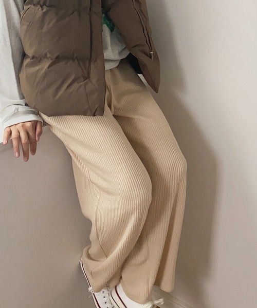 LAUIR（ラウアー）の「リブフロントリボンパンツ（その他パンツ・レディース・ブラック/グレー/アイボリー・MEDIUM/LARGE）」の2枚目の写真