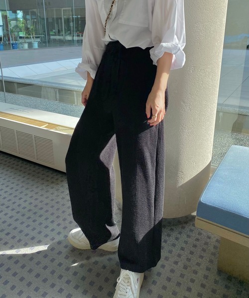 LAUIR（ラウアー）の「リブフロントリボンパンツ（その他パンツ・レディース・ブラック/グレー/アイボリー・MEDIUM/LARGE）」の3枚目の写真