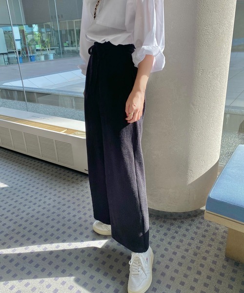 LAUIR（ラウアー）の「リブフロントリボンパンツ（その他パンツ・レディース・ブラック/グレー/アイボリー・MEDIUM/LARGE）」の5枚目の写真