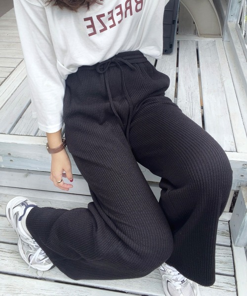 LAUIR（ラウアー）の「リブフロントリボンパンツ（その他パンツ・レディース・ブラック/グレー/アイボリー・MEDIUM/LARGE）」の13枚目の写真