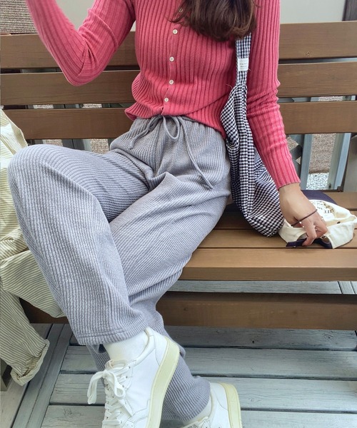 LAUIR（ラウアー）の「リブフロントリボンパンツ（その他パンツ・レディース・ブラック/グレー/アイボリー・MEDIUM/LARGE）」の9枚目の写真